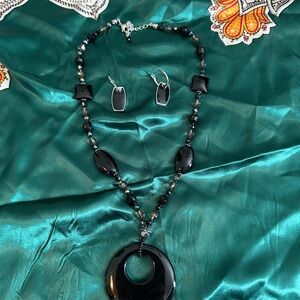 Black Necklace and Earring Set